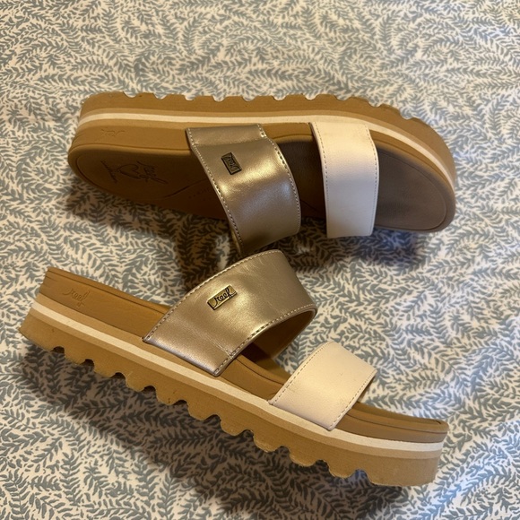 Reef Gold and Tan Slide Sandals - Picture 2 of 4